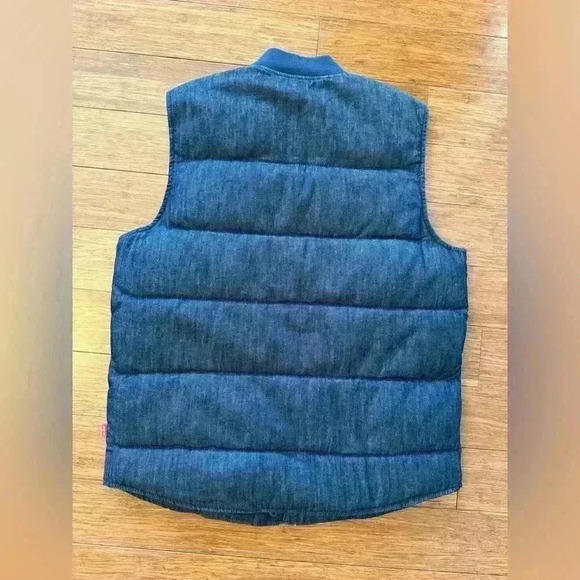 LEVIS Quilted Denim Puffer Vest Zip & Button Up Men’s Size Small - Picture 7 of 9